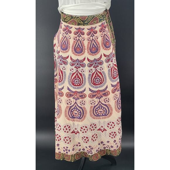 Soft Surrounding women's maxi wrap skirt paisley Sz Petite Med Boho 100% cotton - Picture 1 of 8